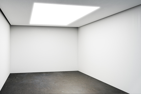 Empty concrete interior with copy space on wall and creative lighting. Design concept. Mock up, 3D Renderingの写真素材