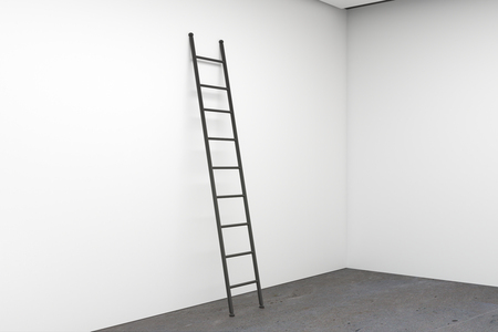 Abstract ladder in white concrete interior. Success and growth concept. 3D Renderingの写真素材