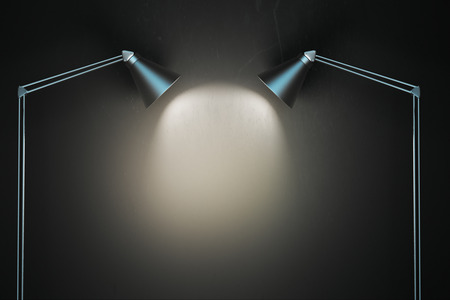Creative table lamps illuminating copy space. Design and mockup concept. 3D Renderingの写真素材