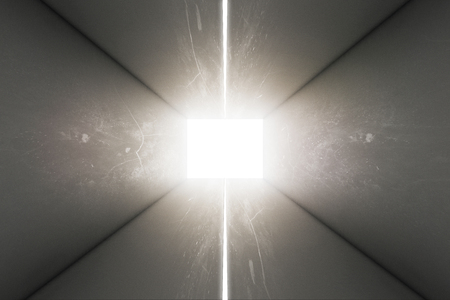 Gray concrete tunnel interior with abstract lighting. 3D Renderingの写真素材