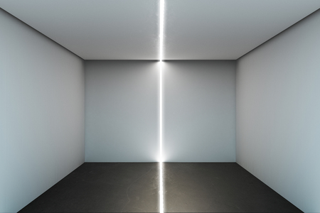 White concrete interior with copy space on wall and creative lighting. Design concept. Mock up, 3D Renderingの写真素材