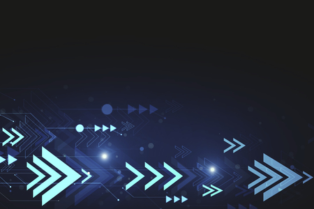 Abstract digital media backdrop with arrows. Technology and design concept. 3D Renderingの写真素材