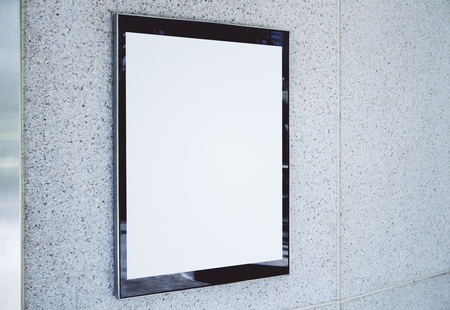Close up of empty white street poster on light background. Commercial and advert concept. Mock upの写真素材