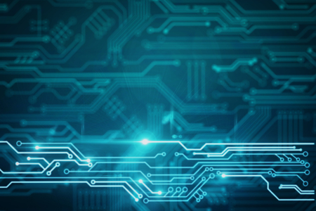 Creative blurry circuit background with lines. Computing and engineering concept. 3D Renderingの写真素材