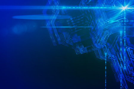 Abstract blurry circuit backdrop with lines. Computing and engineering concept. 3D Renderingの写真素材