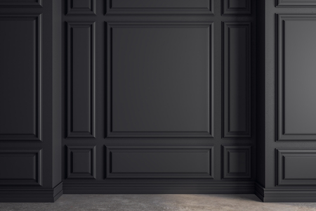 Clean classical interior with black copyspace on wall. Mock up, 3D Renderingの写真素材