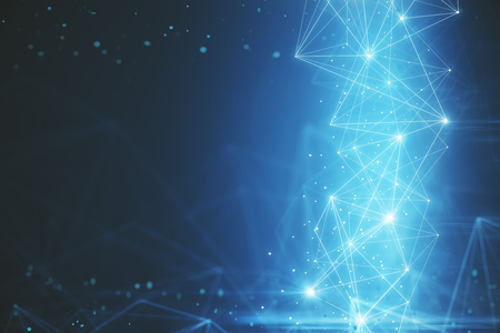 Abstract blurry glowing polygonal backdrop with lines. 3D Renderingの写真素材