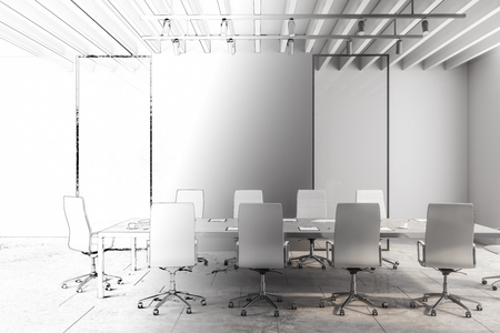 Hand drawn design of modern conference room interior. 3D Renderingの写真素材
