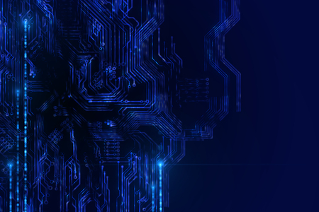 Abstract blurry circuit background with lines. Computing and engineering concept. 3D Renderingの写真素材