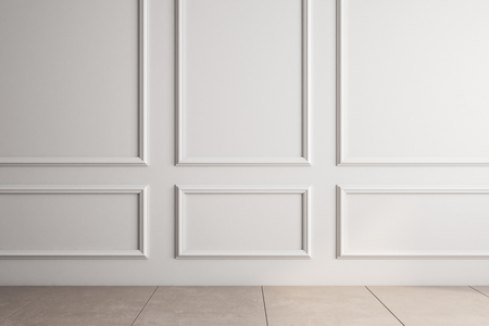Blank classical interior with white copyspace on wall. Mock up, 3D Renderingの写真素材