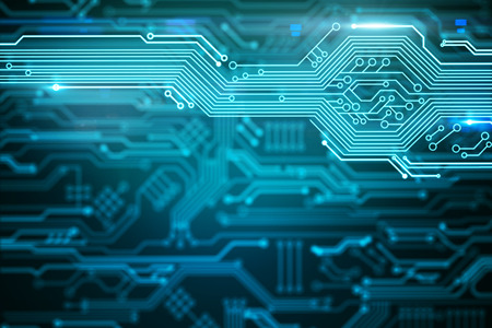Abstract blurry circuit wallpaper with lines. Computing and engineering concept. 3D Renderingの写真素材