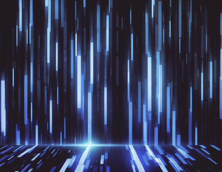 Creative glowing digital blue lines backdrop. 3D Renderingの写真素材