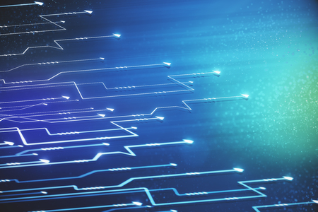 Abstract circuit arrows backdrop with blurry lines. 3D Renderingの写真素材