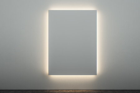 Empty glowing poster in modern interior. Mock up, 3D Renderingの写真素材