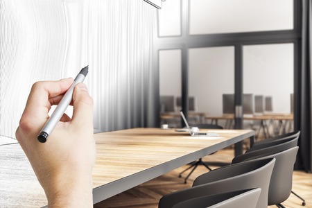 Hand drawn meeting room interior. Design and plan concept.の写真素材