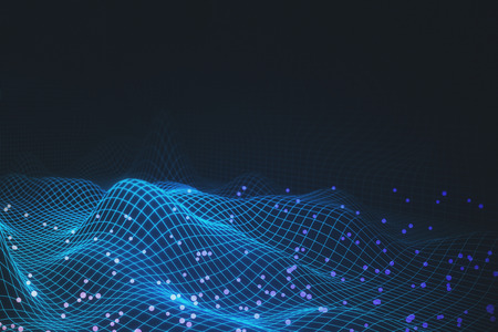 Creative polygonal mesh background with dots. AI and technology concept. 3D Renderingの写真素材