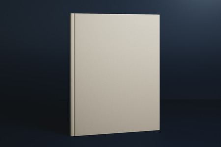 Empty white hardcover book on dark blue background. Mock up, 3D Renderingの写真素材
