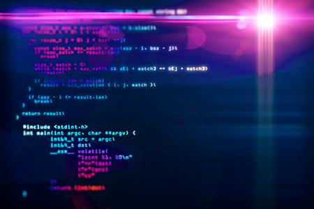 Abstract dark coding texture with text. Programming and future concept. 3D Rendering