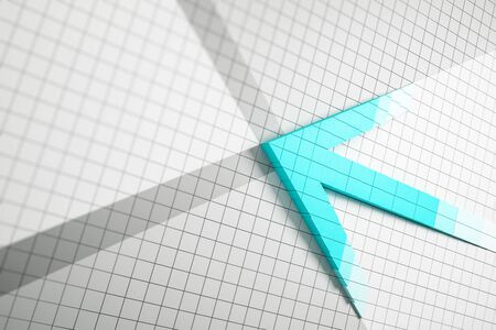 Creative blue arrow on white grid background. Strategy, growth, up and development concept. 3D...