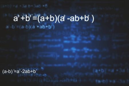 Abstract glowing mathematical formulas texture with equations. Math, algorithm and complex concept. 3D Renderingの写真素材