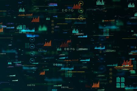 Abstract blurry digital business interface background. HUD and innovation concept. 3D Renderingの写真素材