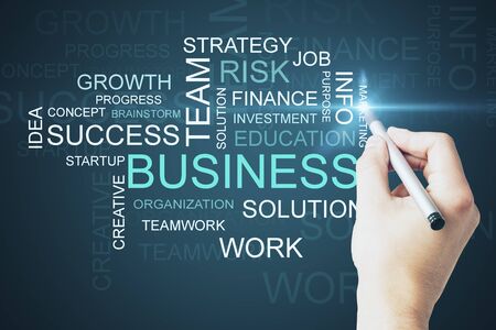 Positive thinking and motivation concept. Hand writing words on dark backgroundの写真素材