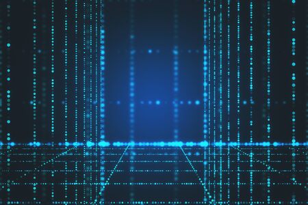Abstract glowing digital backdrop with lines. Technology and future concept. 3D Rendering