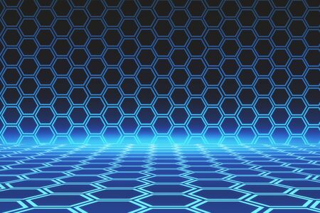 Abstract digital hexagons background. Technology and science concept. 3D Renderingの写真素材