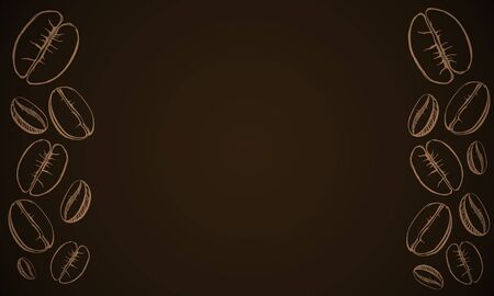 Abstract coffee beans sketch background with copy space. Beverage and morning drink concept. 3D Renderingの写真素材