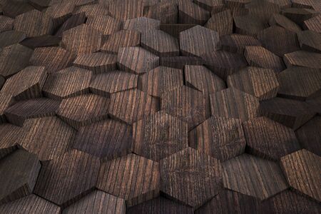 Abstract background with natural wooden cells. 3D Renderingの写真素材