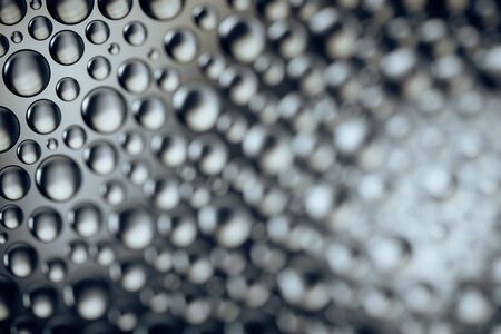 Abstract blurry rain drops with sepia reflection at grey background. 3D Renderingの写真素材