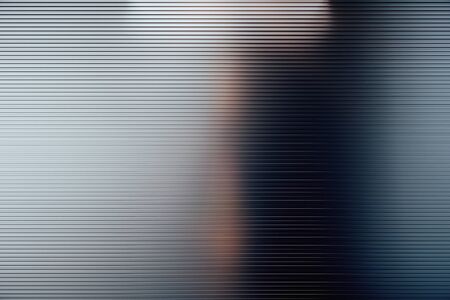 Abstract background with polished metal horizontal lines and blurry reflections. 3D Rendering