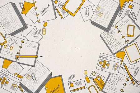 Idea and marketing concept. Creative business sketch on white wall background, 3D Renderingの写真素材