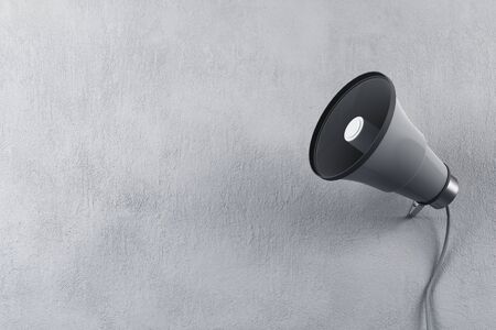 Old loud speaker on concrete wall background. 3D Renderingの写真素材