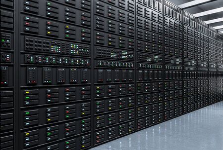 Modern server room. Technology and communication concept. 3D Rendering