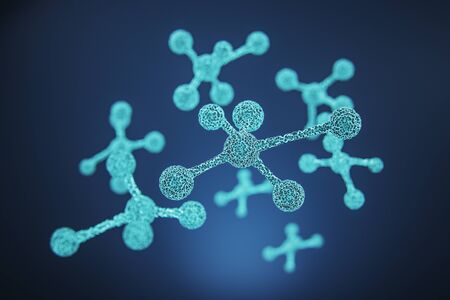 Creative glowing blue molecular structure. Science and medicine concept. Close up. 3D Rendering