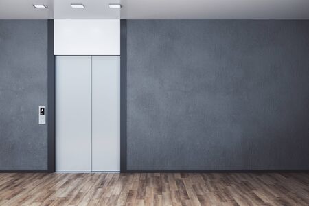 Modern office interior with elevator. Startup and entrepreneurship concept. 3D Renderingの写真素材