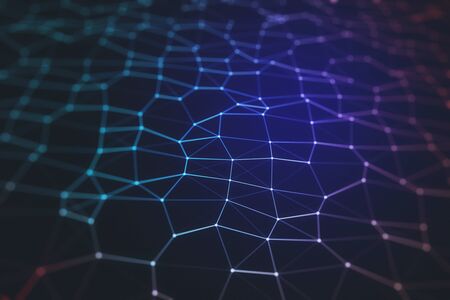Blue creative polygonal backdrop. Technology concept. 3D Rendering
