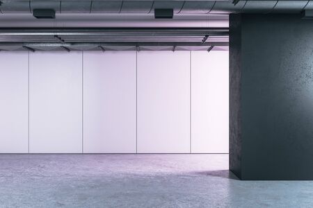Abstract purple interior room with copy space on wall. Presentation concept. 3D Rendering