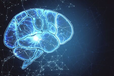 Creative tech brain wallpaper. Artificial intelligence and innovate concept. 3D Rendering