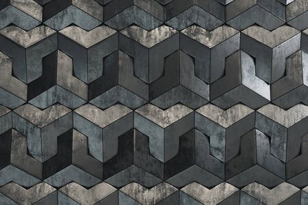 Creative abstract gray wallpaper. Design and technology concept. Mock up. 3D Rendering
