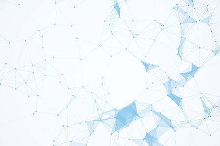 Creative blue polygonal on white background. Technology and shape concept. Mock up. 3D Rendering