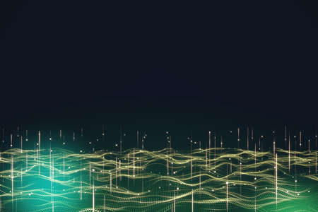 Creative colorful digital wave background. Technology and design concept. Mock up. 3D Renderingの写真素材