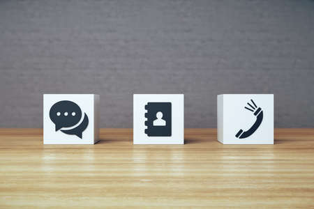 Social media icons on white cubes. Cloud computing and smm concept. 3D Rendering