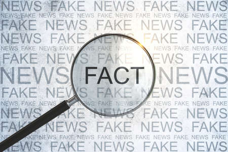 Magnifying glass search a fact among the news. Information and breaking concept. 3D Renderingの写真素材