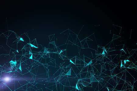Abstract blue polygon patterned. Mock up, 3D Rendering