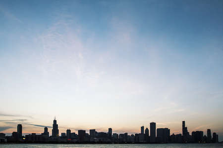 Beautiful Chicago skyline at sunriseの写真素材