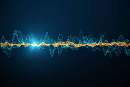 Creative colorful glowing wave and lines background. Style and web design concept. Mock up. 3D...