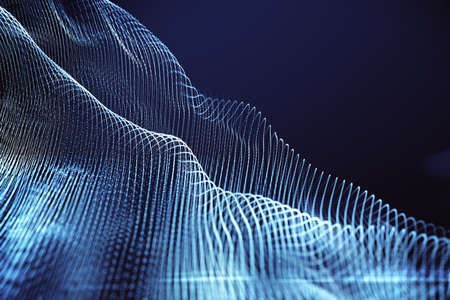 Digital blue wave background. Web design concept. Mock up. 3D Rendering