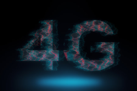 Creative glowing 4G internet background. Mobile speed and technology concept. 3D Renderingの写真素材